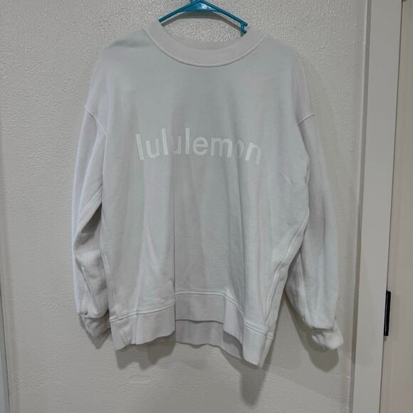 Lululemon Perfectly Oversized Graphic Crewneck Spellout White Size 4 - Picture 2 of 6